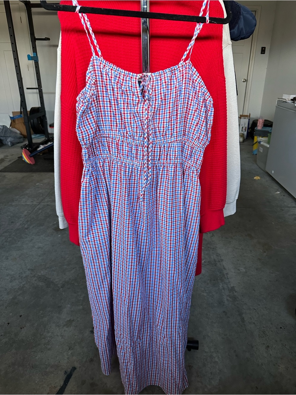 Universal Thread Red and Blue Gingham Midi Dress